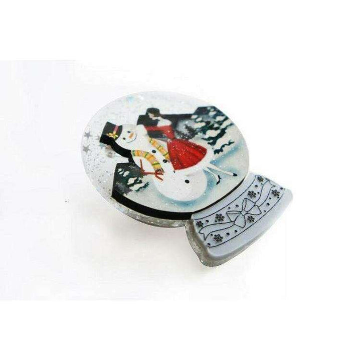 Girl with Snowman Snow Globe Brooch by Laliblue - Quirks!