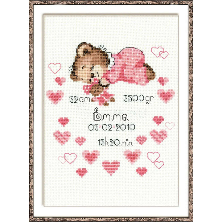 Girls Birth Announcement R1123 Counted Cross Stitch Kit