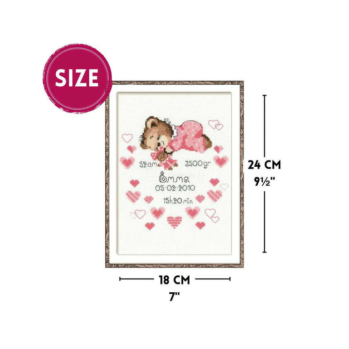 Girls Birth Announcement R1123 Counted Cross Stitch Kit