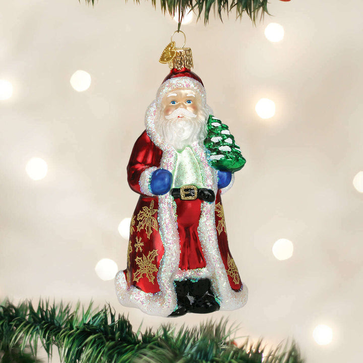 Old World Christmas Glistening Golden Santa Blown Glass Ornament