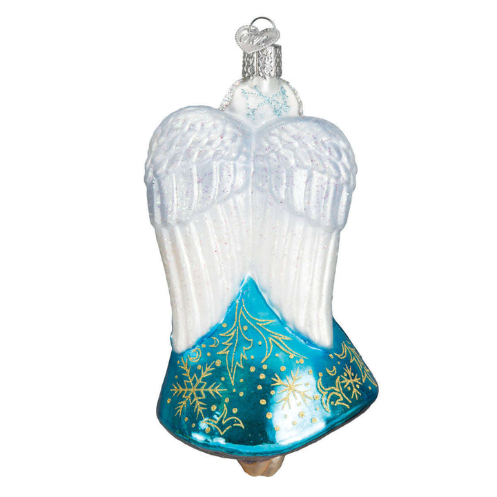 Old World Christmas Glistening Snowflake Angel Blown Glass Ornament