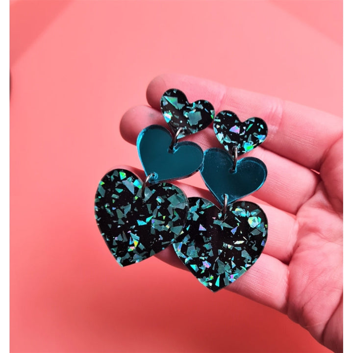 Glitter Heart Charm Earrings by Cherryloco Jewellery 5