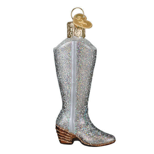 Old World Christmas Glittered Boot Blown Glass Ornament