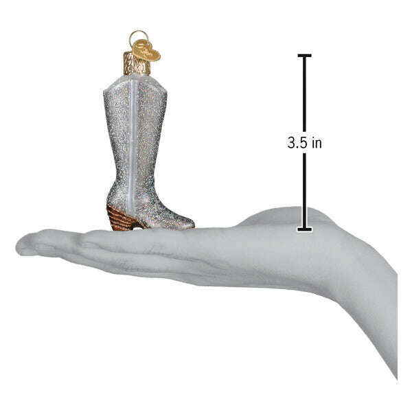 Old World Christmas Glittered Boot Blown Glass Ornament
