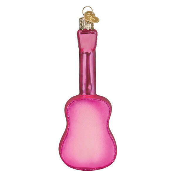 Old World Christmas Glittered Glam Guitar Blown Glass Ornament