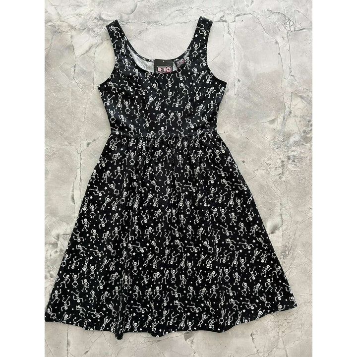 Glow in the Dark Dancing Skeletons Fit & Flare Dress - XS only