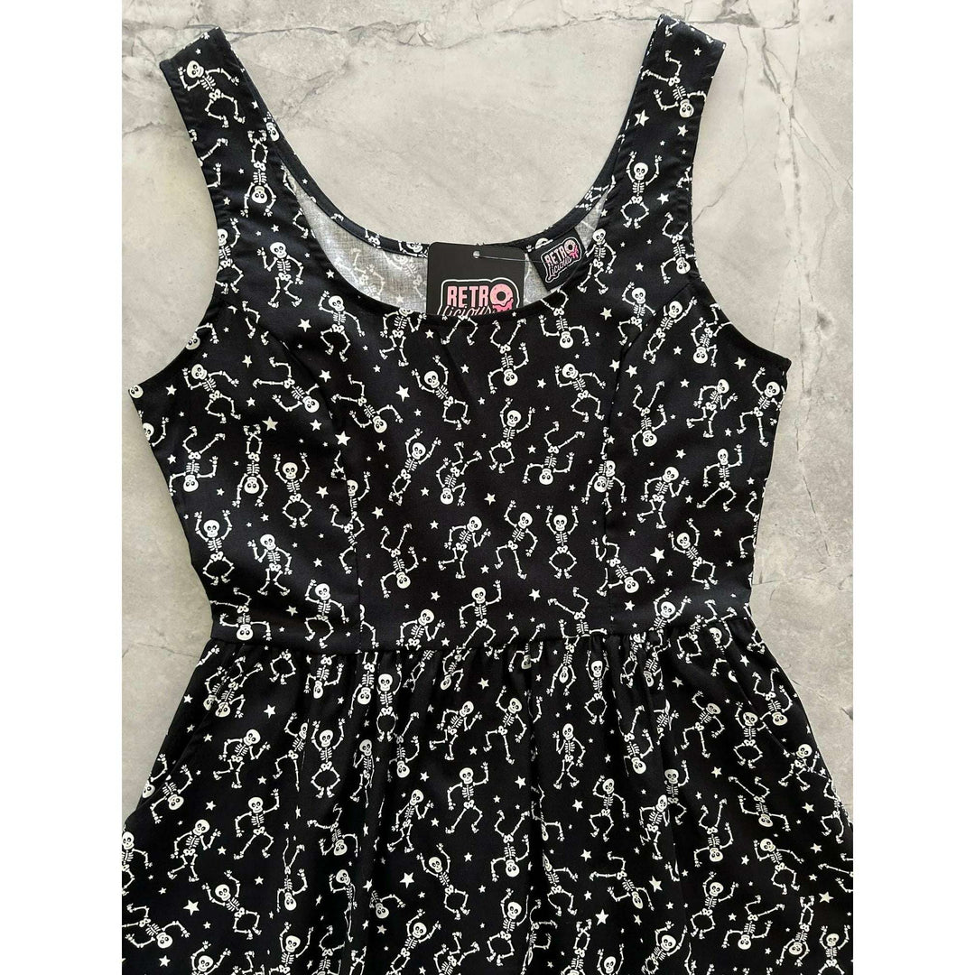 Glow in the Dark Dancing Skeletons Fit & Flare Dress - XS only