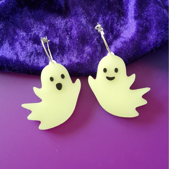 Glow In The Dark Ghost Earrings by Cherryloco Jewellery