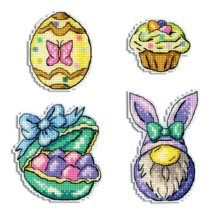 Gnome and Cradle. Magnets SR-585 Plastic Canvas Counted Cross Stitch Kit