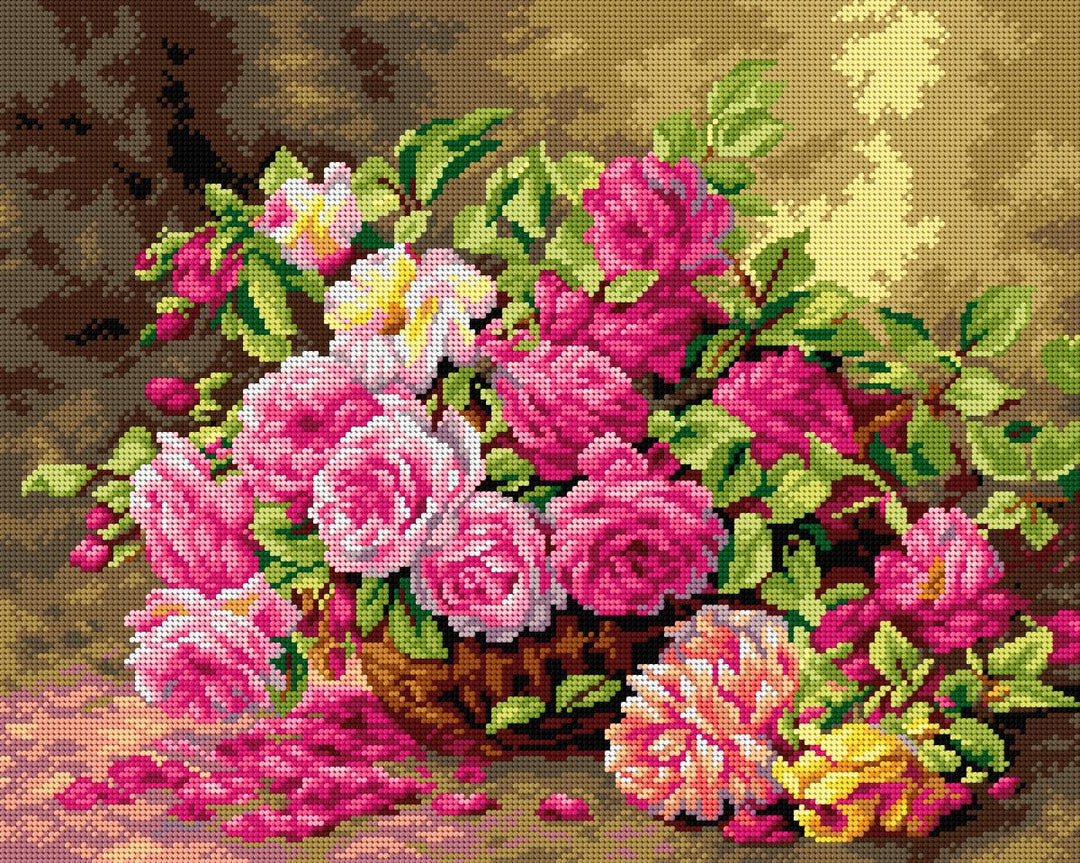 Gobelin canvas for halfstitch without yarn after Albert Tibule Furcy de Lavault - Roses 2703M