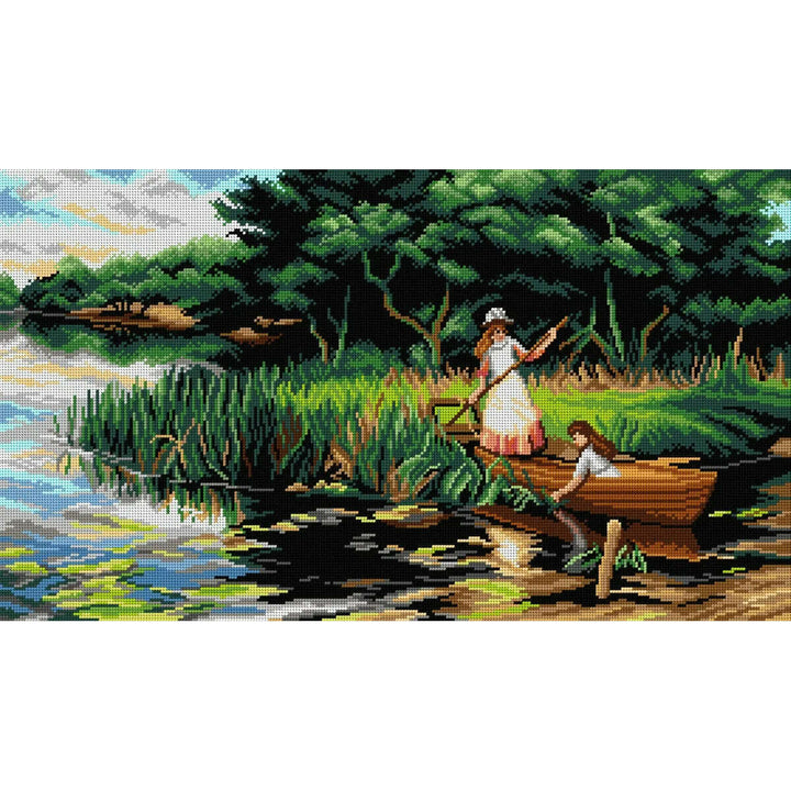 Gobelin canvas for halfstitch without yarn after Alfred Glendening Jr. - Punting on the River 2951R