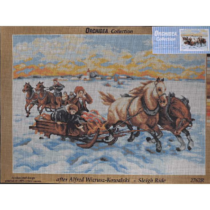 Gobelin canvas for halfstitch without yarn after Alfred Wierusz-Kowalski - Sleigh Ride 2762R