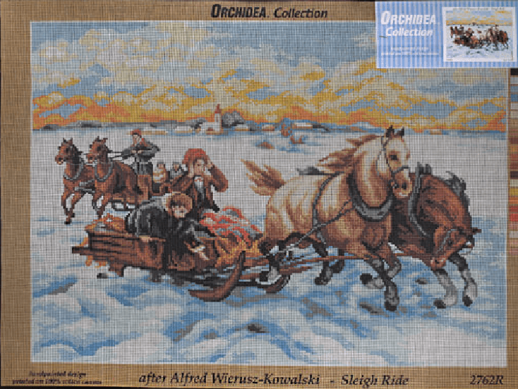 Gobelin canvas for halfstitch without yarn after Alfred Wierusz-Kowalski - Sleigh Ride 2762R