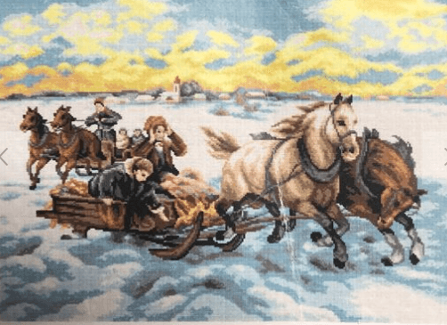 Gobelin canvas for halfstitch without yarn after Alfred Wierusz-Kowalski - Sleigh Ride 2762R
