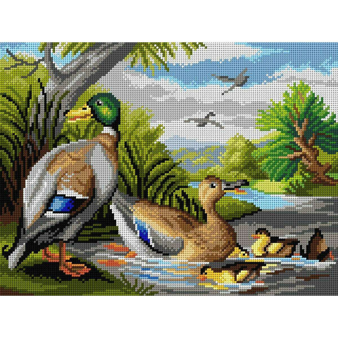 Gobelin canvas for halfstitch without yarn after Jacob Bogdani - Ducks in a River 2955J