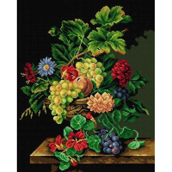 Gobelin canvas for halfstitch without yarn after Jean-Claude Rubellin - Still Life with Flowers