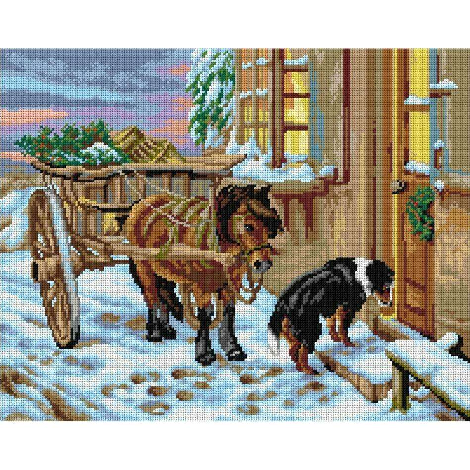 Gobelin canvas for halfstitch without yarn after John Sargent Noble - Their Christmas Eve  2753M