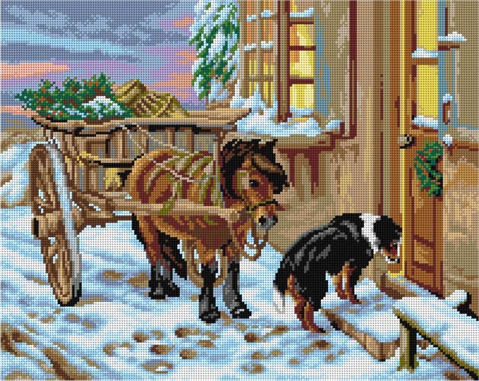 Gobelin canvas for halfstitch without yarn after John Sargent Noble - Their Christmas Eve  2753M