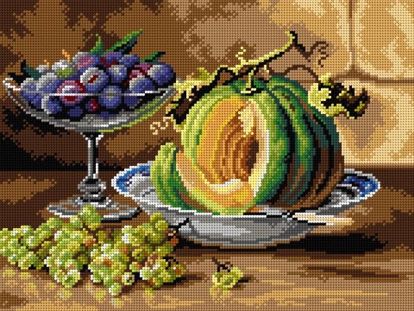 Gobelin canvas for halfstitch without yarn after Louis Letsch - Still Life Pumpkins