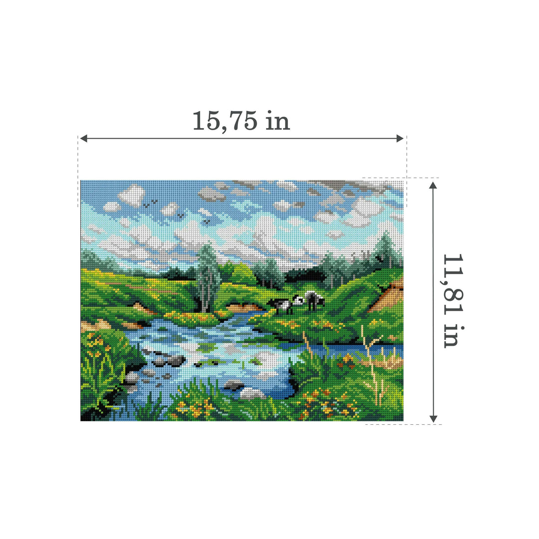 Gobelin canvas for halfstitch without yarn after Peder Mork Monsted - Cows Grazing 3465J