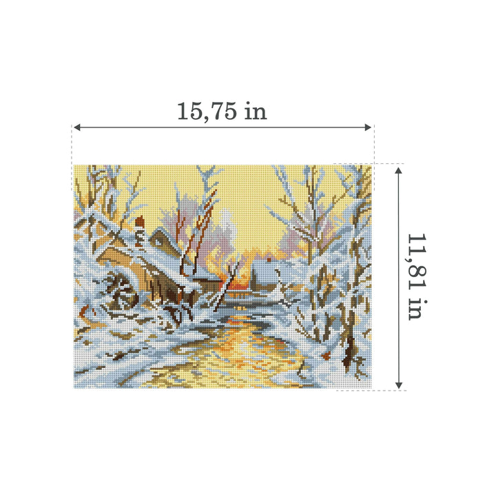 Gobelin canvas for halfstitch without yarn after Walter Moras - Snowy Mill (fragment) 3259J