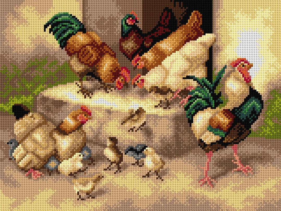 Gobelin canvas for halfstitch without yarn after William Baptiste Baird - Spring Chickens 2789J
