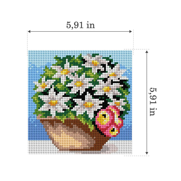 Gobelin canvas for halfstitch without yarn Basket of White Flowers