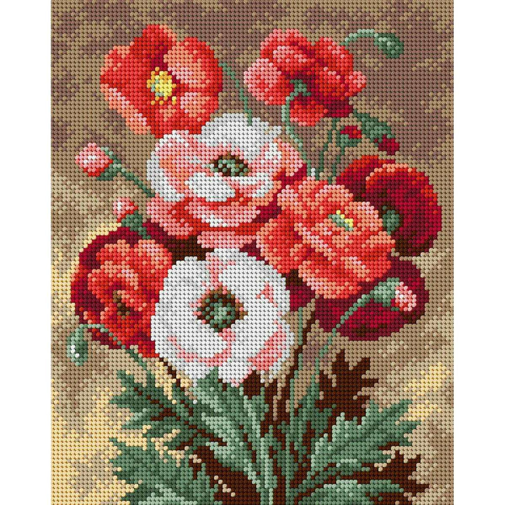 Gobelin canvas for halfstitch without yarn Bouquet of Poppies 2214H