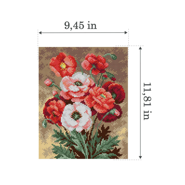 Gobelin canvas for halfstitch without yarn Bouquet of Poppies 2214H