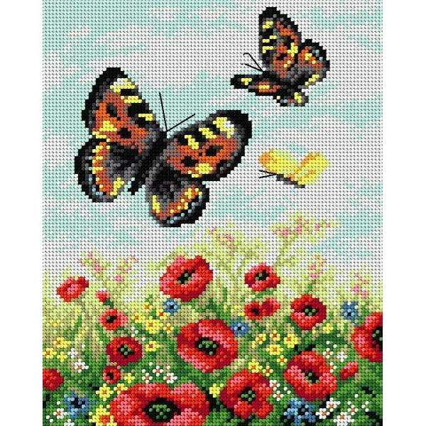 Gobelin canvas for halfstitch without yarn Butterflies on a Meadow