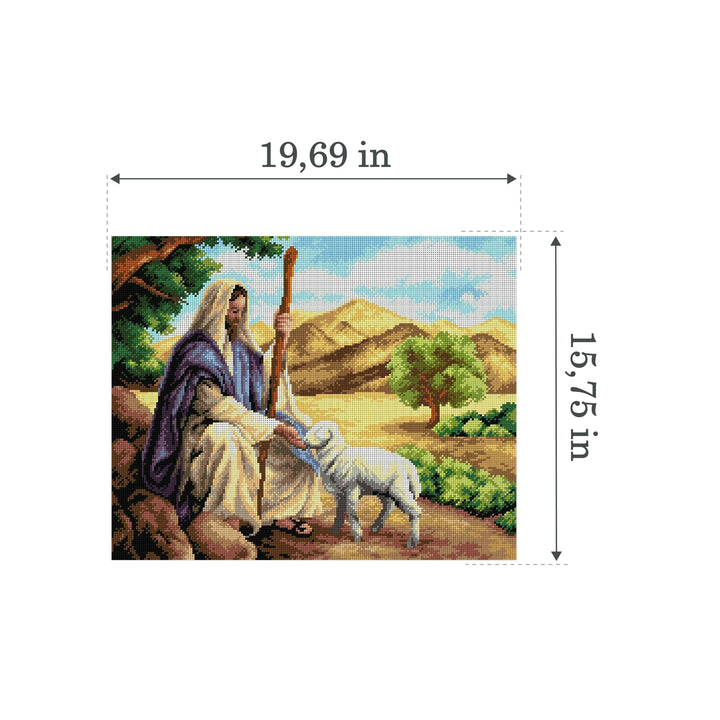 Gobelin canvas for halfstitch without yarn Jesus with a Lamb 2313M