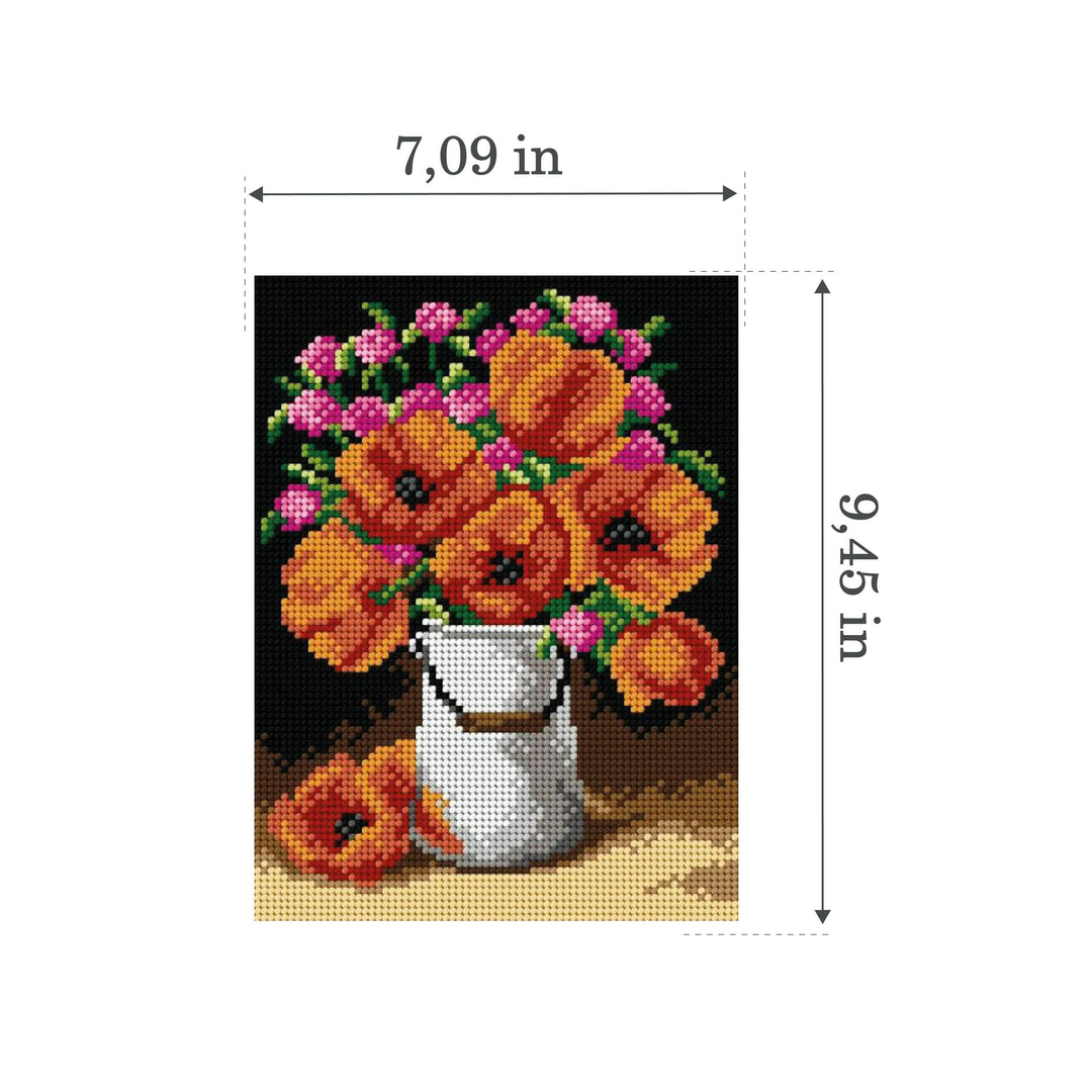 Gobelin canvas for halfstitch without yarn Poppies