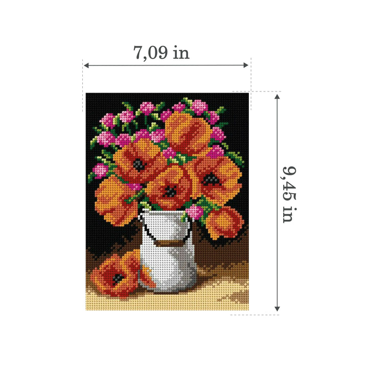 Gobelin canvas for halfstitch without yarn Poppies