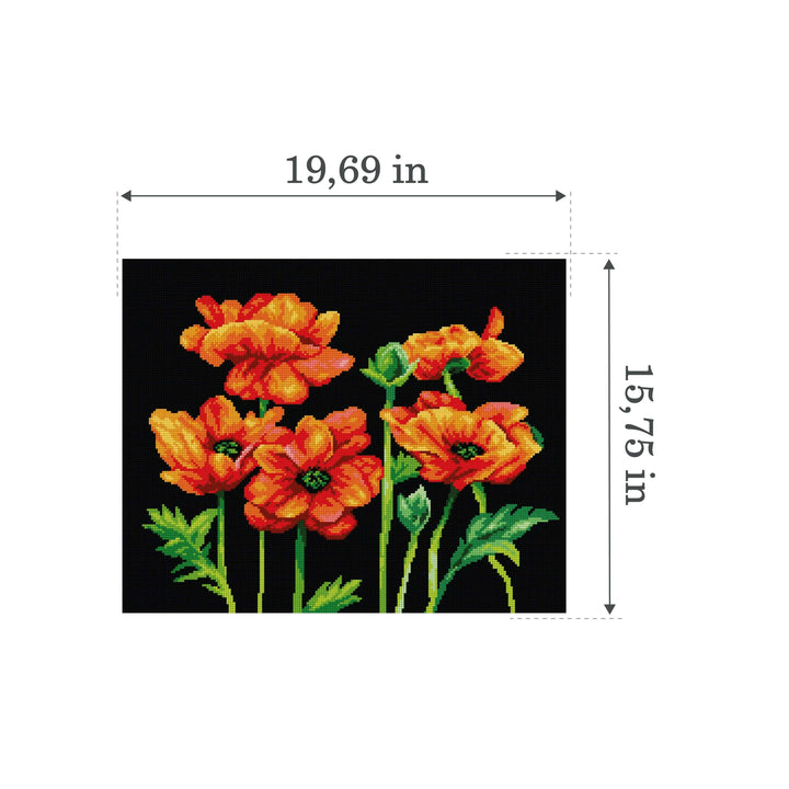 Gobelin canvas for halfstitch without yarn Red Poppies 2952M