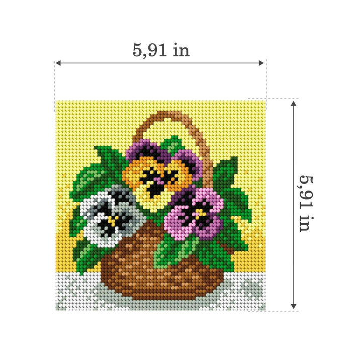 Gobelin canvas for halfstitch without yarn Small Basket of Pansies