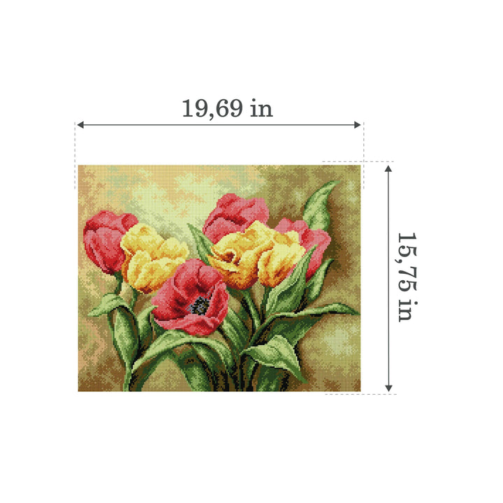 Gobelin canvas for halfstitch without yarn Tulips Bouquet 2248M