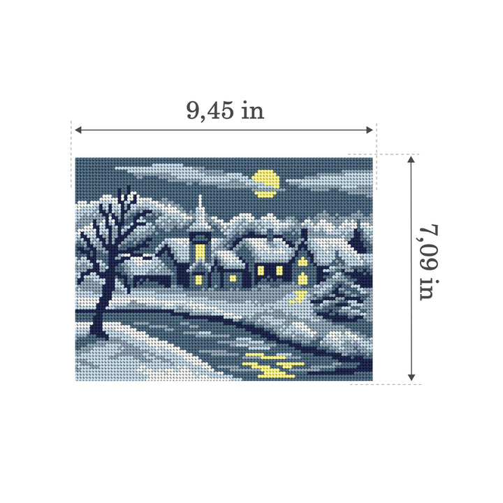 Gobelin canvas for halfstitch without yarn Winter Landscape with a River 3508F