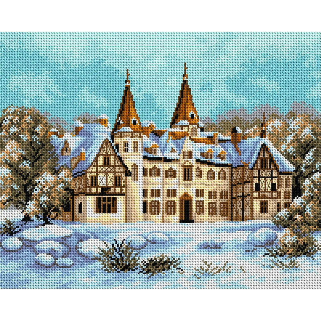Gobelin canvas for halfstitch without yarn Winter Landscape with the Castle 2299M