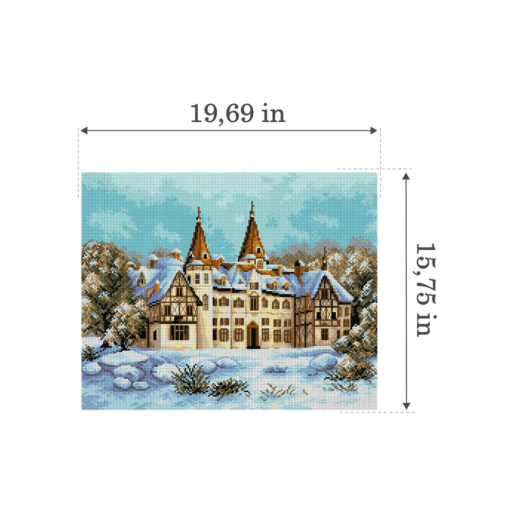 Gobelin canvas for halfstitch without yarn Winter Landscape with the Castle 2299M