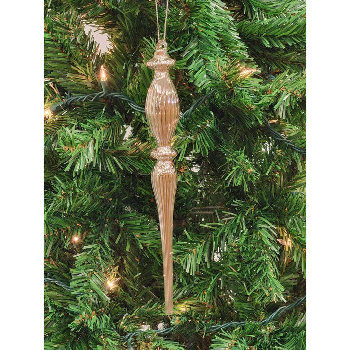 Gold Elongated Finial Glass Christmas Ornament F07M7-2-LH76-24618