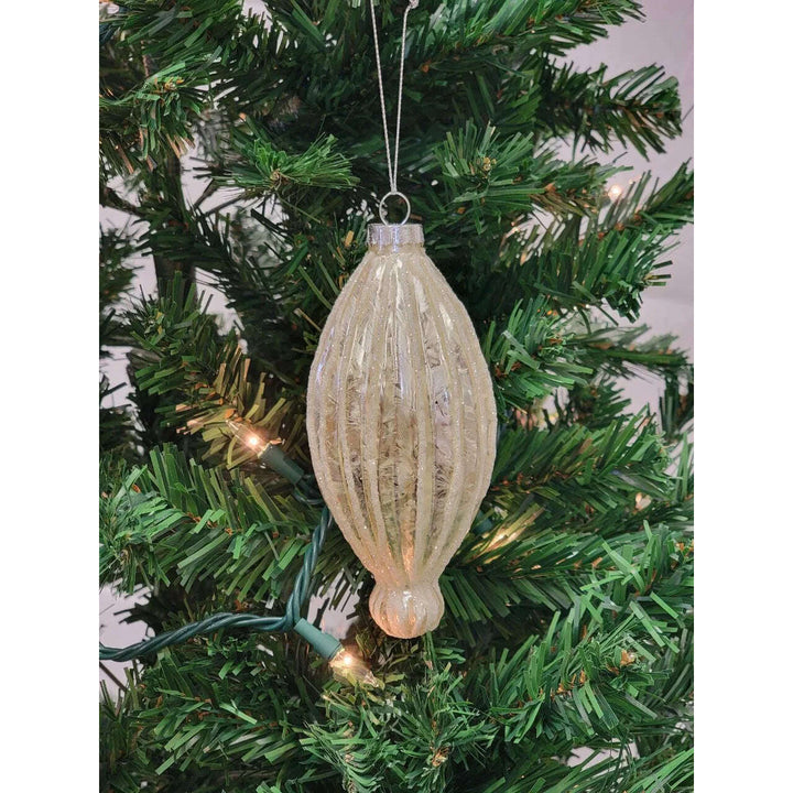 Gold Elongated Teardrop Glass Christmas Ornament F07M7-5-LH76-23191