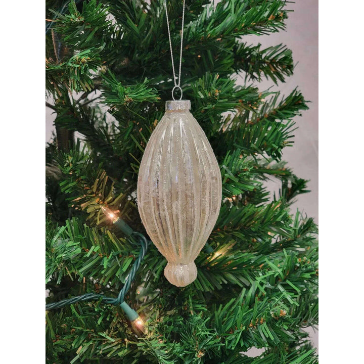 Gold Elongated Teardrop Glass Christmas Ornament F07M7-5-LH76-23191