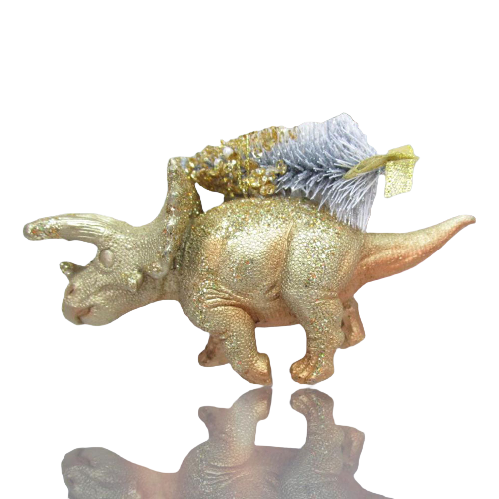 Gold Triceratops Dino Ornament by December Diamonds