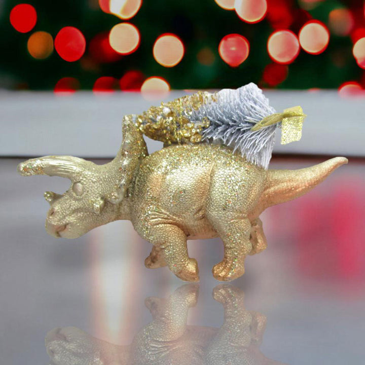 Gold Triceratops Dino Ornament by December Diamonds 