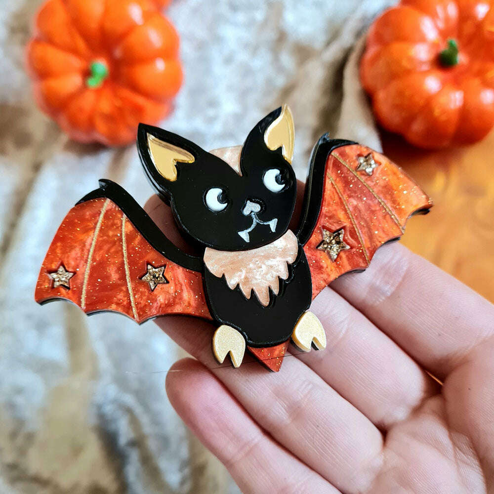 Golden Baby Bat Brooch by Cherryloco Jewellery 3