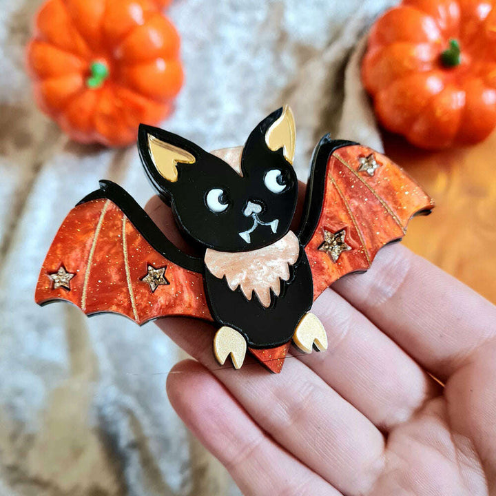 Golden Baby Bat Brooch by Cherryloco Jewellery 3