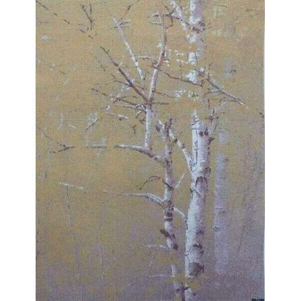 Golden Birch Designer Printed AIDA Fabric. Canvas for embroidery with an applied background  KF-1349A