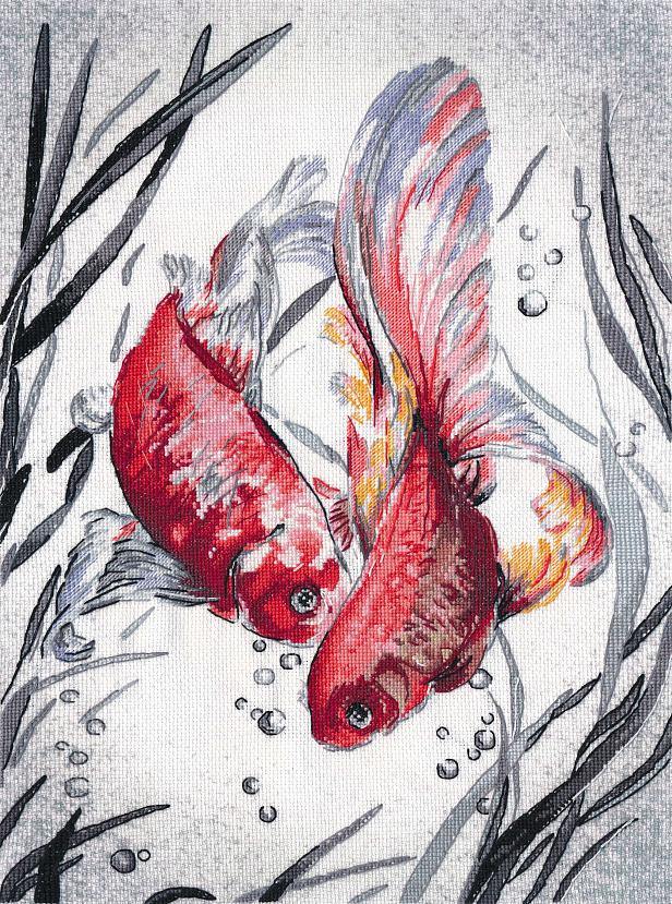 Golden Fishes PK-018 Counted Cross Stitch Kit