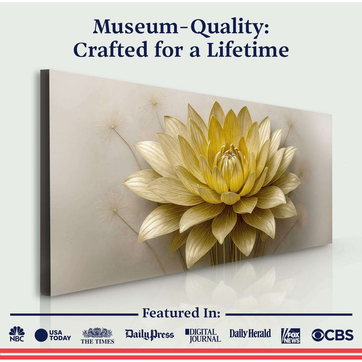 Golden Lotus Minimalist Abstract Wall Art III