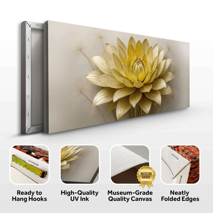 Golden Lotus Minimalist Abstract Wall Art III